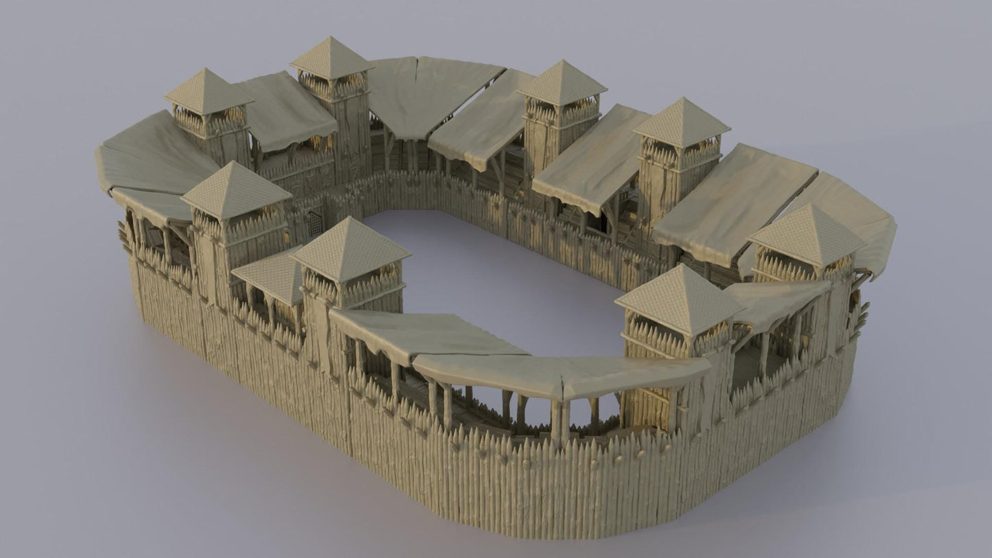 Modular Wooden Arena - Tabletop Terrain - 28 MM, Tabletop 3D Printed Terrain by MiniatureLand, Perfect for Wargaming and RPGs