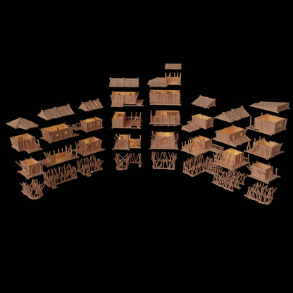 Marsh Settlement - Tabletop Terrain - 28 MM, Tabletop 3D Printed Terrain by MiniatureLand, Perfect for Wargaming and RPGs