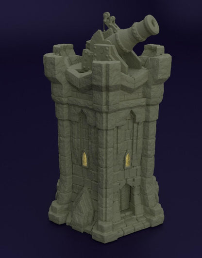 Dwarf Bombard Tower - Tabletop Terrain - 28 MM Tabletop 3D Printed Terrain by MiniatureLand, Perfect for Wargaming and RPGs