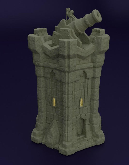 Dwarf Bombard Tower - Tabletop Terrain - 28 MM Tabletop 3D Printed Terrain by MiniatureLand, Perfect for Wargaming and RPGs