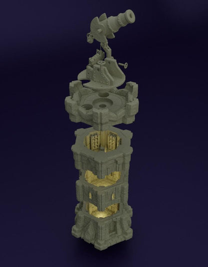 Dwarf Bombard Tower - Tabletop Terrain - 28 MM Tabletop 3D Printed Terrain by MiniatureLand, Perfect for Wargaming and RPGs