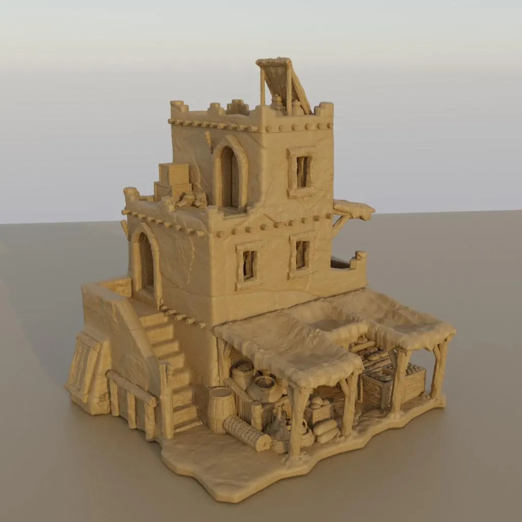 Arabian Merchant House - Tabletop Terrain - 28 MM Tabletop 3D Printed Terrain by MiniatureLand, Perfect for Wargaming and RPGs