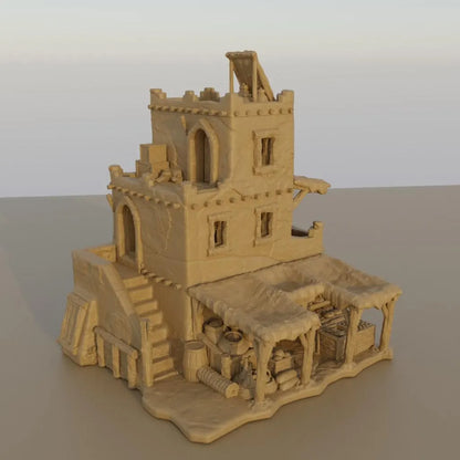 Arabian Merchant House - Tabletop Terrain - 28 MM Tabletop 3D Printed Terrain by MiniatureLand, Perfect for Wargaming and RPGs