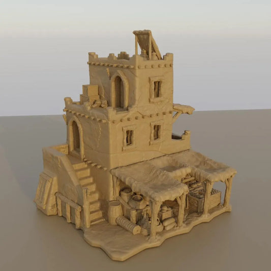 Arabian Merchant House - Tabletop Terrain - 28 MM Tabletop 3D Printed Terrain by MiniatureLand, Perfect for Wargaming and RPGs