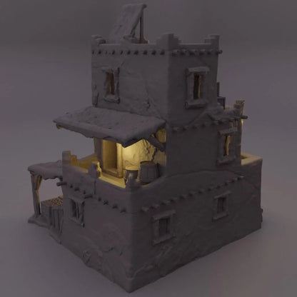Arabian Merchant House - Tabletop Terrain - 28 MM Tabletop 3D Printed Terrain by MiniatureLand, Perfect for Wargaming and RPGs