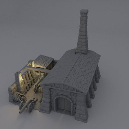 Medieval Cannon Forge - Tabletop Terrain - 28 MM, Tabletop 3D Printed Terrain by MiniatureLand, Perfect for Wargaming and RPGs