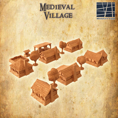 Modular Medieval Village - Tabletop Terrain - 28 MM, Tabletop 3D Printed Terrain by MiniatureLand, Perfect for Wargaming and RPGs