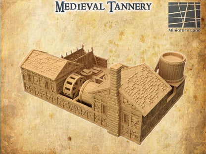 Medieval Tannery- Tabletop Terrain - 28 MM, Tabletop 3D Printed Terrain by MiniatureLand, Perfect for Wargaming and RPGs