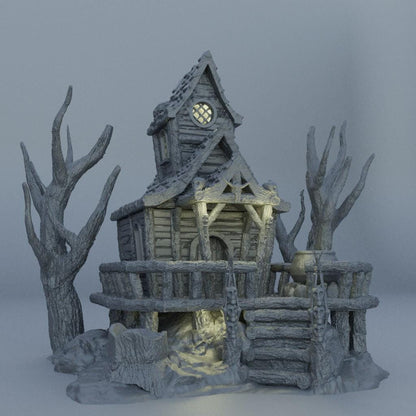 Witch Hut - Tabletop Terrain - 28 MM, Tabletop 3D Printed Terrain by MiniatureLand, Perfect for Wargaming and RPGs