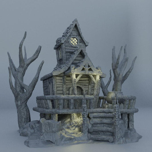 Witch Hut - Tabletop Terrain - 28 MM, Tabletop 3D Printed Terrain by MiniatureLand, Perfect for Wargaming and RPGs