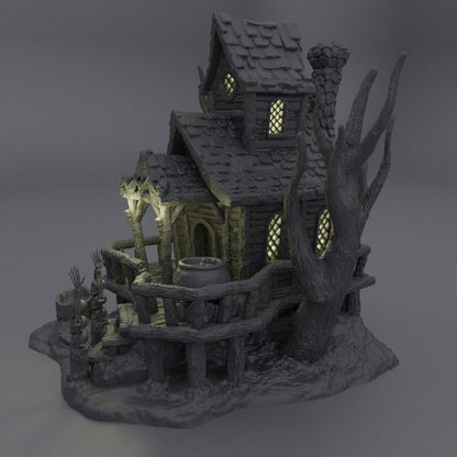 Witch Hut - Tabletop Terrain - 28 MM, Tabletop 3D Printed Terrain by MiniatureLand, Perfect for Wargaming and RPGs