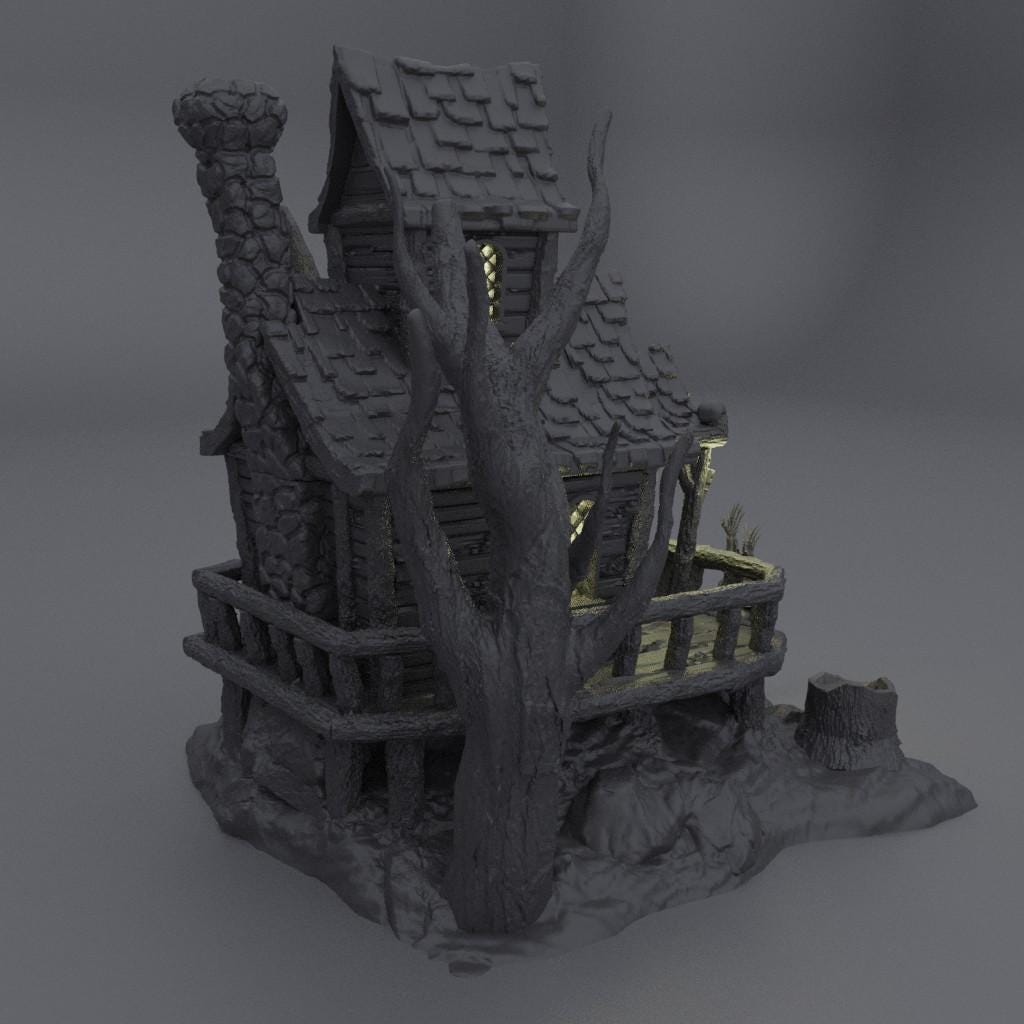 Witch Hut - Tabletop Terrain - 28 MM, Tabletop 3D Printed Terrain by MiniatureLand, Perfect for Wargaming and RPGs
