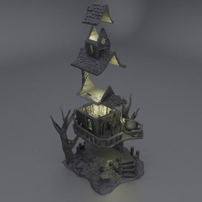 Witch Hut - Tabletop Terrain - 28 MM, Tabletop 3D Printed Terrain by MiniatureLand, Perfect for Wargaming and RPGs
