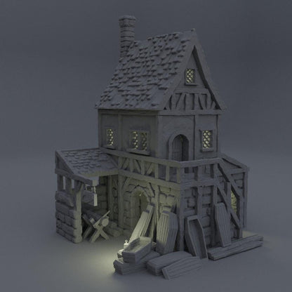 Coffin Maker - Tabletop Terrain - 28 MM, Tabletop 3D Printed Terrain by MiniatureLand, Perfect for Wargaming and RPGs