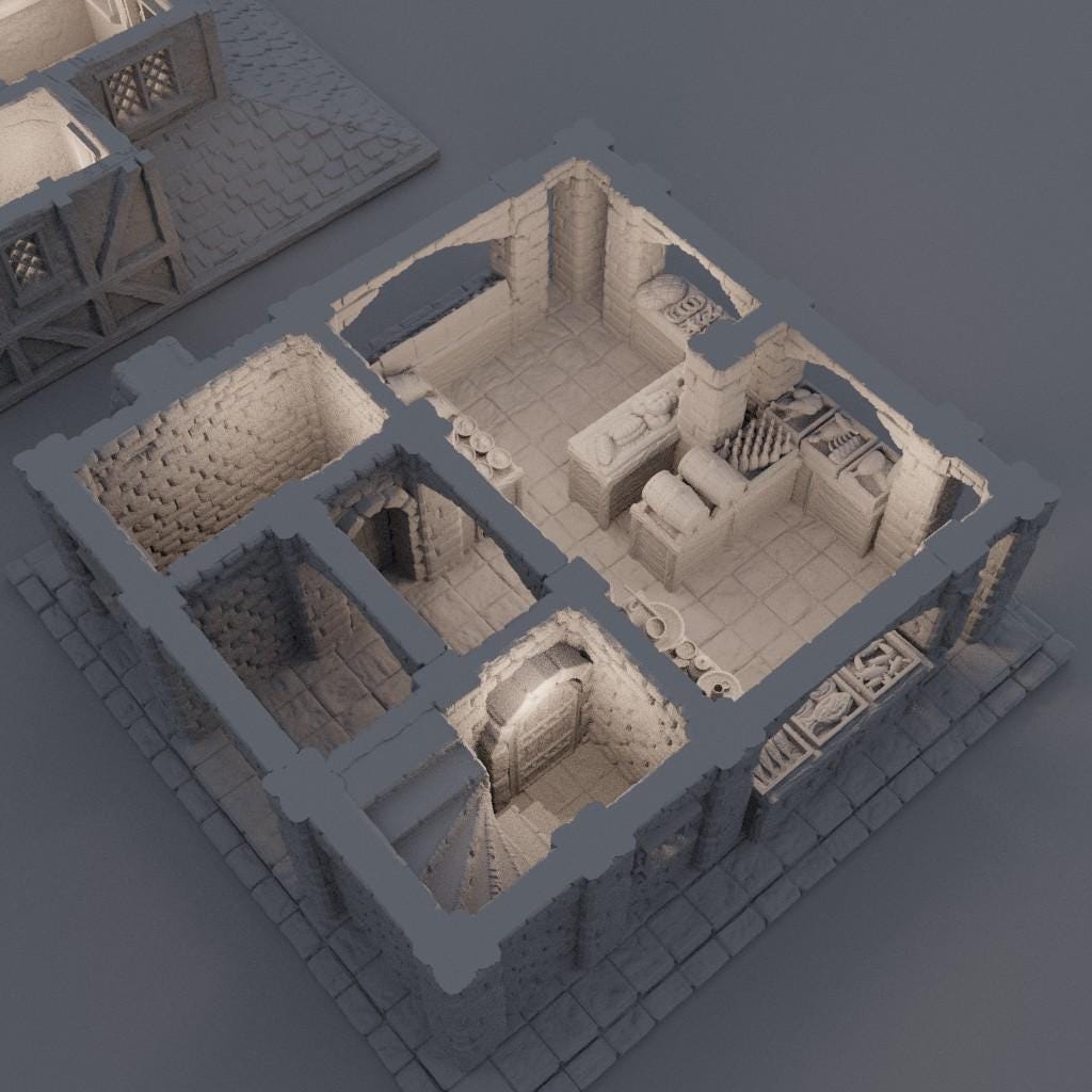 Medieval Small Market - Tabletop Terrain - 28 MM, Tabletop 3D Printed Terrain by MiniatureLand, Perfect for Wargaming and RPGs