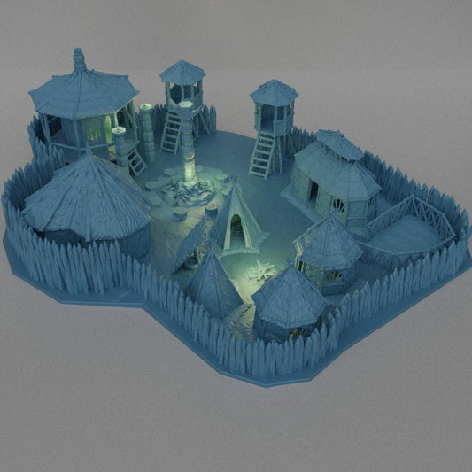 Small Jungle Village - Tabletop Terrain - 28 MM, Tabletop 3D Printed Terrain by MiniatureLand, Perfect for Wargaming and RPGs