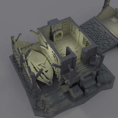 Seaside Shack - Tabletop Terrain - 28 MM, Tabletop 3D Printed Terrain by MiniatureLand, Perfect for Wargaming and RPGs