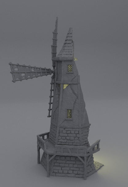 Ruined Windmill - Tabletop Terrain - 28 MM, Tabletop 3D Printed Terrain by MiniatureLand, Perfect for Wargaming and RPGs