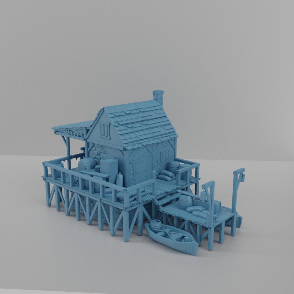 Fishing House - Tabletop Terrain - 28 MM, Tabletop 3D Printed Terrain by MiniatureLand, Perfect for Wargaming and RPGs