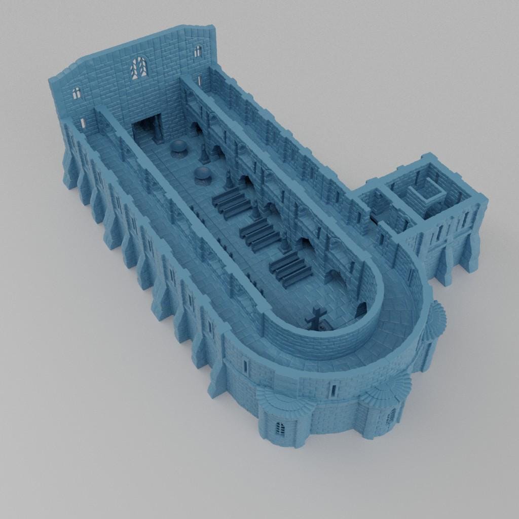 Medieval Abbey - Tabletop Terrain - 28 MM, Tabletop 3D Printed Terrain by MiniatureLand, Perfect for Wargaming and RPGs