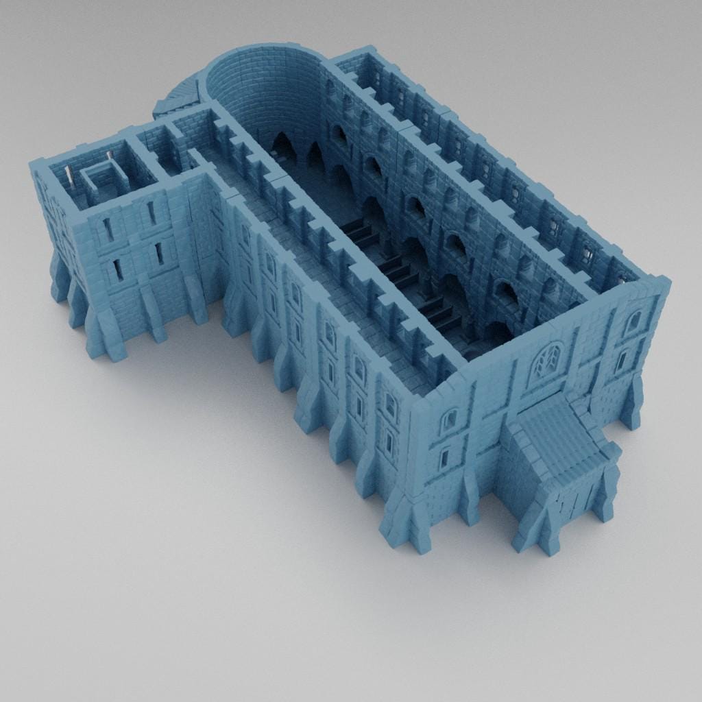 Medieval Abbey - Tabletop Terrain - 28 MM, Tabletop 3D Printed Terrain by MiniatureLand, Perfect for Wargaming and RPGs