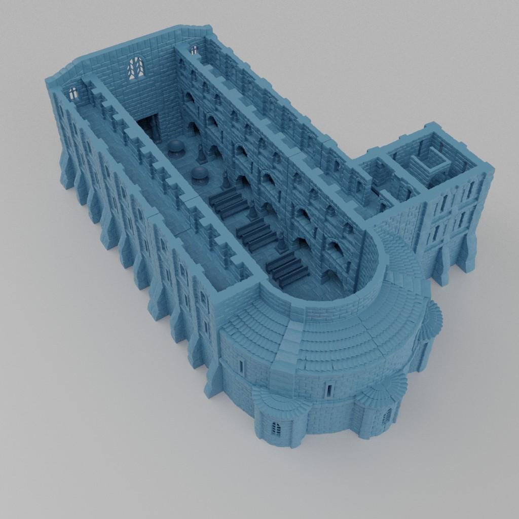 Medieval Abbey - Tabletop Terrain - 28 MM, Tabletop 3D Printed Terrain by MiniatureLand, Perfect for Wargaming and RPGs