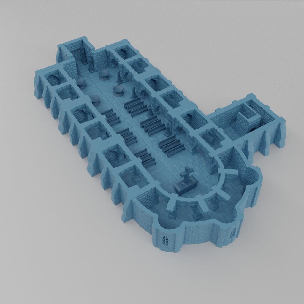 Medieval Abbey - Tabletop Terrain - 28 MM, Tabletop 3D Printed Terrain by MiniatureLand, Perfect for Wargaming and RPGs