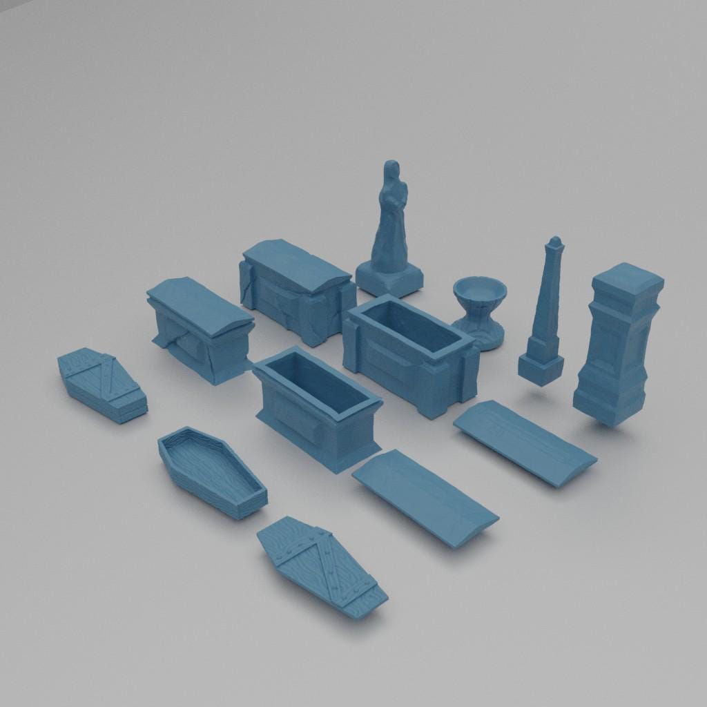 Medieval Graveyard - Tabletop Terrain - 28 MM, Tabletop 3D Printed Terrain by MiniatureLand, Perfect for Wargaming and RPGs