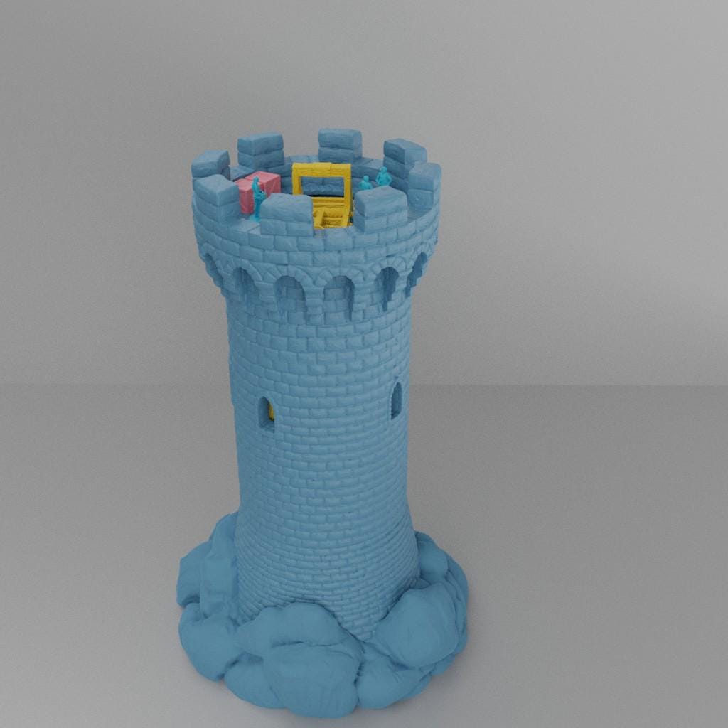 Round Tower - Tabletop Terrain - 28 MM, Tabletop 3D Printed Terrain by MiniatureLand, Perfect for Wargaming and RPGs