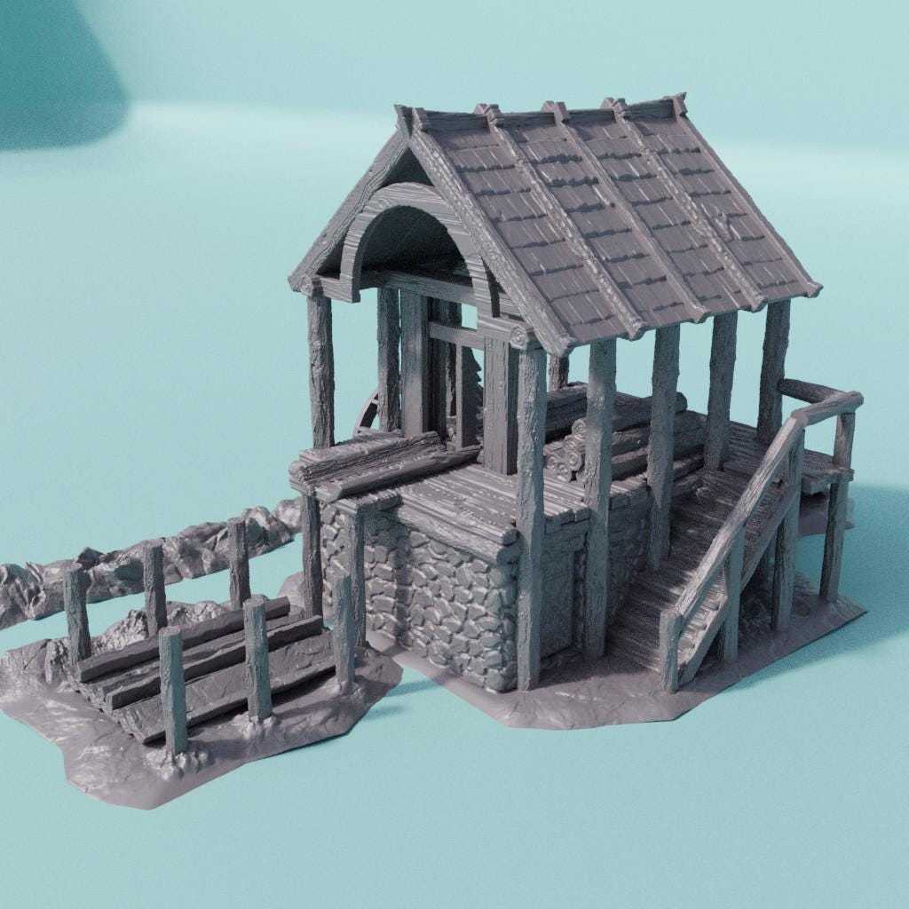 Lumber Mill - Tabletop Terrain - 28 MM, Tabletop 3D Printed Terrain by MiniatureLand, Perfect for Wargaming and RPGs