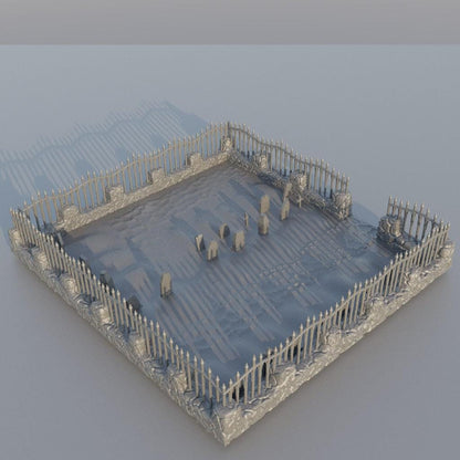 Small Graveyard - Tabletop Terrain - 28 MM, Tabletop 3D Printed Terrain by MiniatureLand, Perfect for Wargaming and RPGs