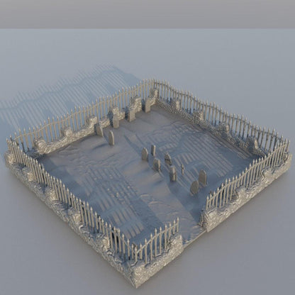 Small Graveyard - Tabletop Terrain - 28 MM, Tabletop 3D Printed Terrain by MiniatureLand, Perfect for Wargaming and RPGs