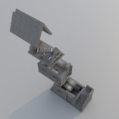 Two Story House - Tabletop Terrain - 28 MM, Tabletop 3D Printed Terrain by MiniatureLand, Perfect for Wargaming and RPGs