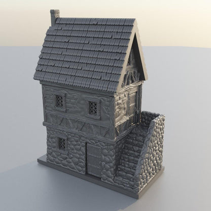 Two Story House - Tabletop Terrain - 28 MM, Tabletop 3D Printed Terrain by MiniatureLand, Perfect for Wargaming and RPGs