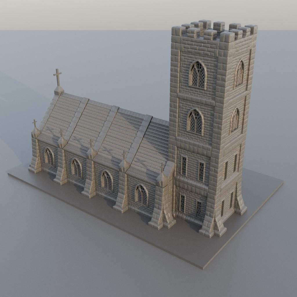 Small Church- Tabletop Terrain - 15 MM, Tabletop 3D Printed Terrain by MiniatureLand, Perfect for Wargaming and RPGs