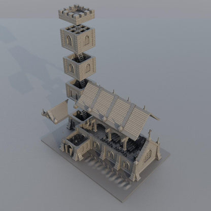 Small Church- Tabletop Terrain - 15 MM, Tabletop 3D Printed Terrain by MiniatureLand, Perfect for Wargaming and RPGs