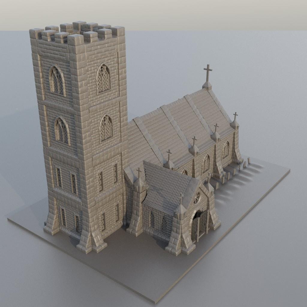 Small Church- Tabletop Terrain - 15 MM, Tabletop 3D Printed Terrain by MiniatureLand, Perfect for Wargaming and RPGs