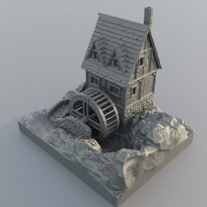 WaterMill House - Tabletop Terrain - 28 MM, Tabletop 3D Printed Terrain by MiniatureLand, Perfect for Wargaming and RPGs