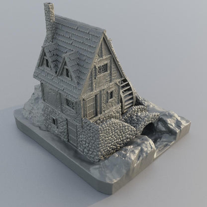 WaterMill House - Tabletop Terrain - 28 MM, Tabletop 3D Printed Terrain by MiniatureLand, Perfect for Wargaming and RPGs