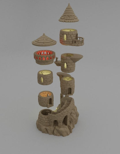 Small Magician Tower - Tabletop Terrain - 28 MM, Tabletop 3D Printed Terrain by MiniatureLand, Perfect for Wargaming and RPGs