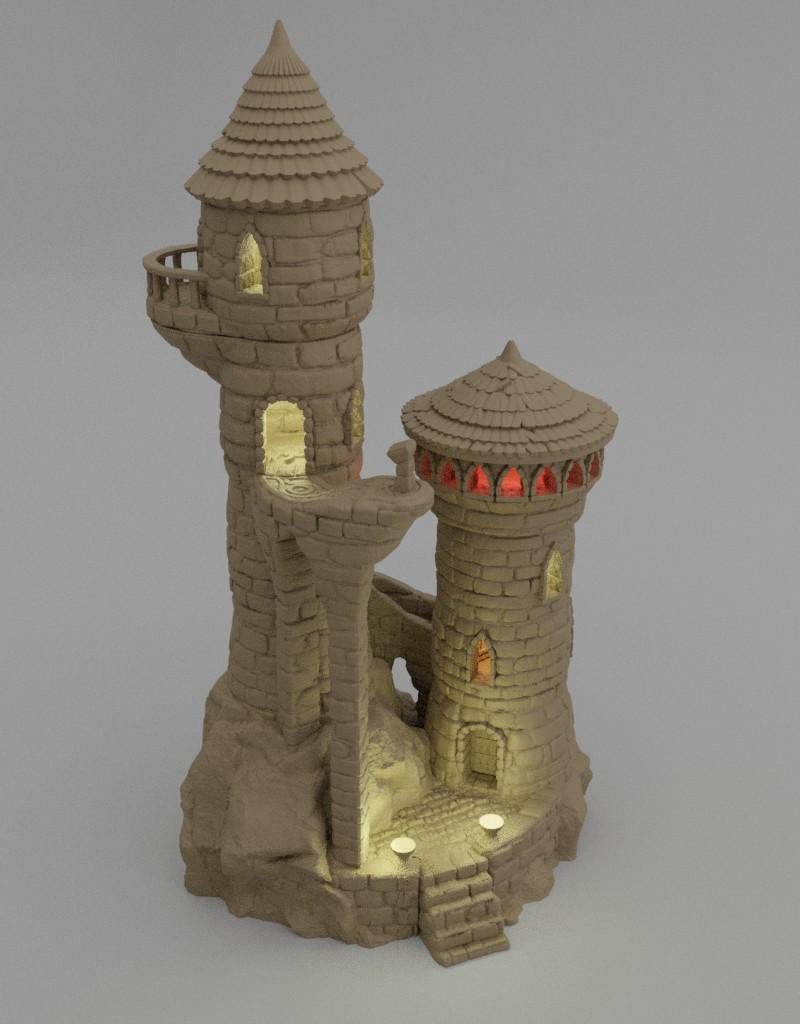 Small Magician Tower - Tabletop Terrain - 28 MM, Tabletop 3D Printed Terrain by MiniatureLand, Perfect for Wargaming and RPGs