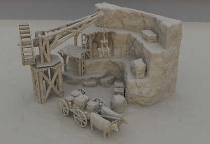 Small Stone Quarry - Tabletop Terrain - 28 MM, Tabletop 3D Printed Terrain by MiniatureLand, Perfect for Wargaming and RPGs