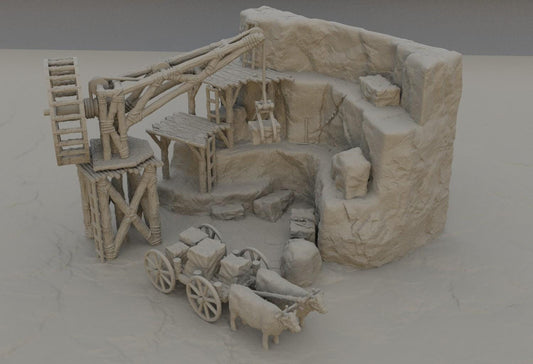 Small Stone Quarry - Tabletop Terrain - 28 MM, Tabletop 3D Printed Terrain by MiniatureLand, Perfect for Wargaming and RPGs
