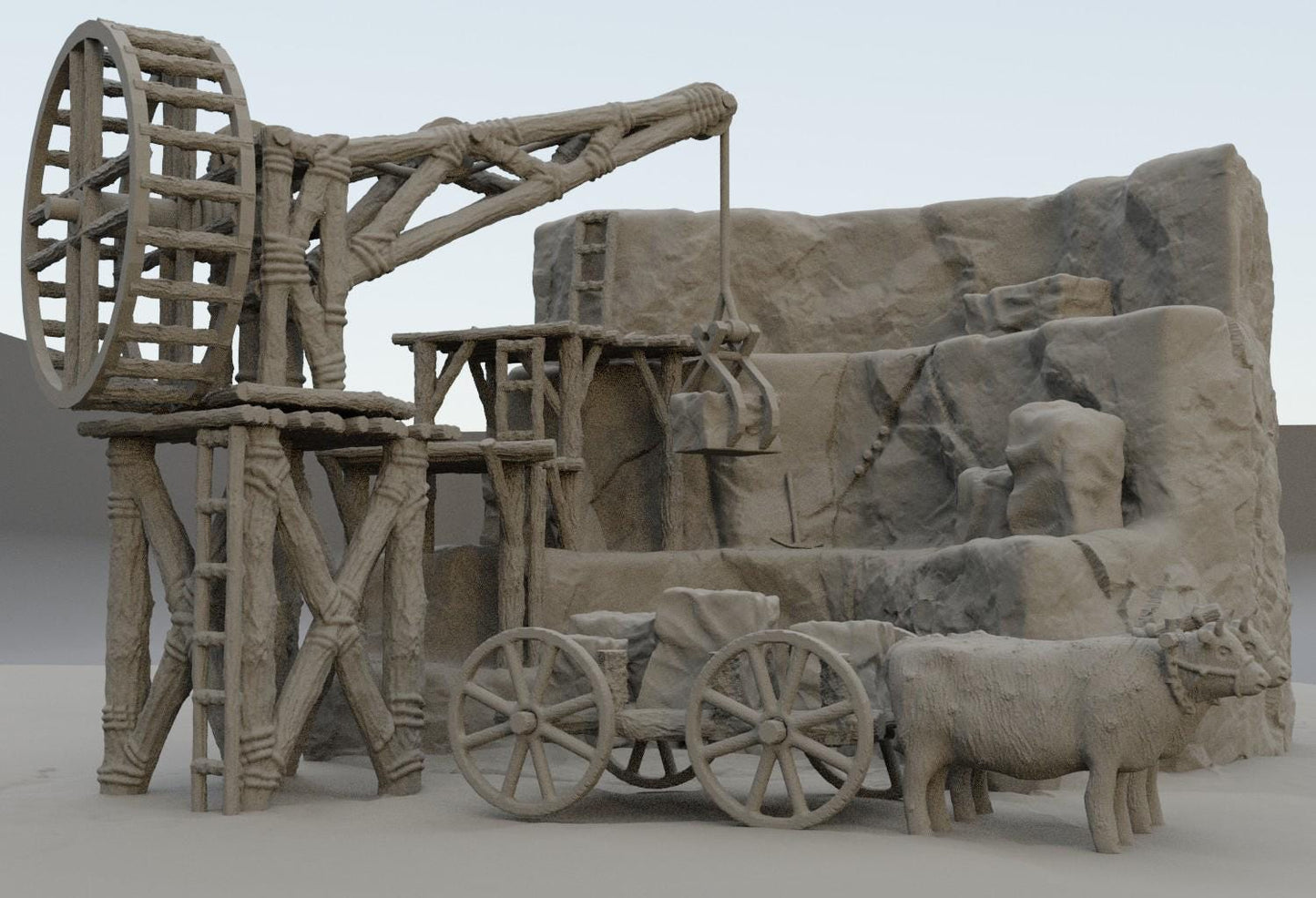 Small Stone Quarry - Tabletop Terrain - 28 MM, Tabletop 3D Printed Terrain by MiniatureLand, Perfect for Wargaming and RPGs