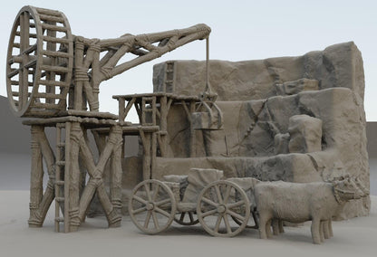 Small Stone Quarry - Tabletop Terrain - 28 MM, Tabletop 3D Printed Terrain by MiniatureLand, Perfect for Wargaming and RPGs