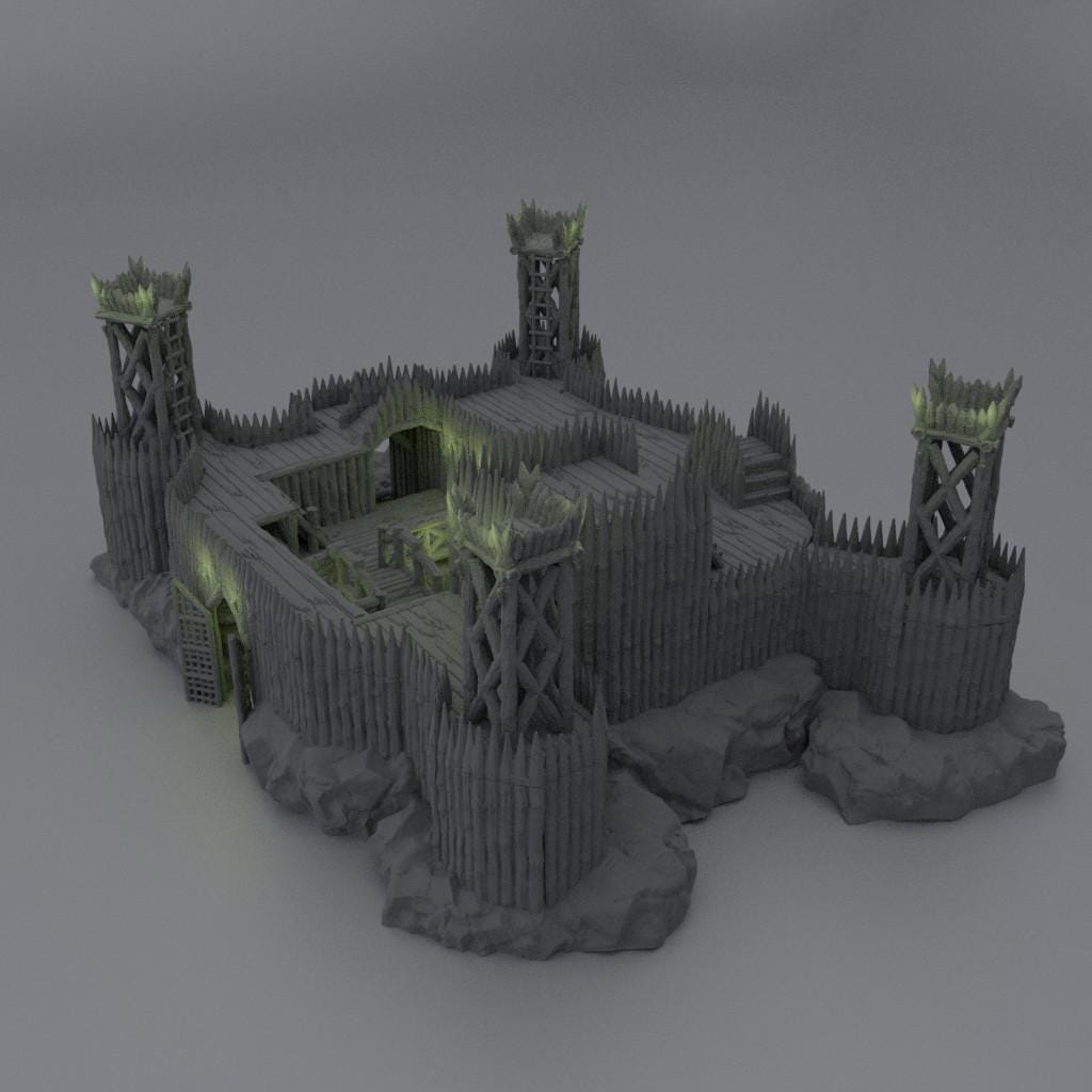 Fortified River Camp - Tabletop Terrain - 28 MM, Tabletop 3D Printed Terrain by MiniatureLand, Perfect for Wargaming and RPGs