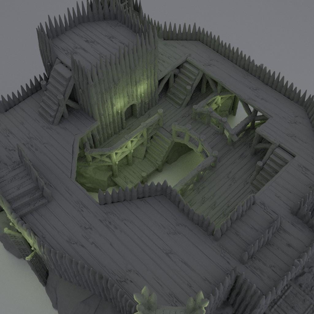 Fortified River Camp - Tabletop Terrain - 28 MM, Tabletop 3D Printed Terrain by MiniatureLand, Perfect for Wargaming and RPGs