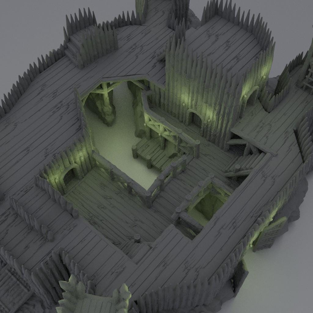 Fortified River Camp - Tabletop Terrain - 28 MM, Tabletop 3D Printed Terrain by MiniatureLand, Perfect for Wargaming and RPGs