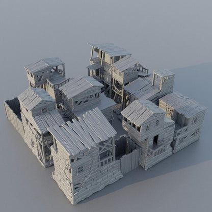 Modular Slum District - Tabletop Terrain - 28 MM, Tabletop 3D Printed Terrain by MiniatureLand, Perfect for Wargaming and RPGs