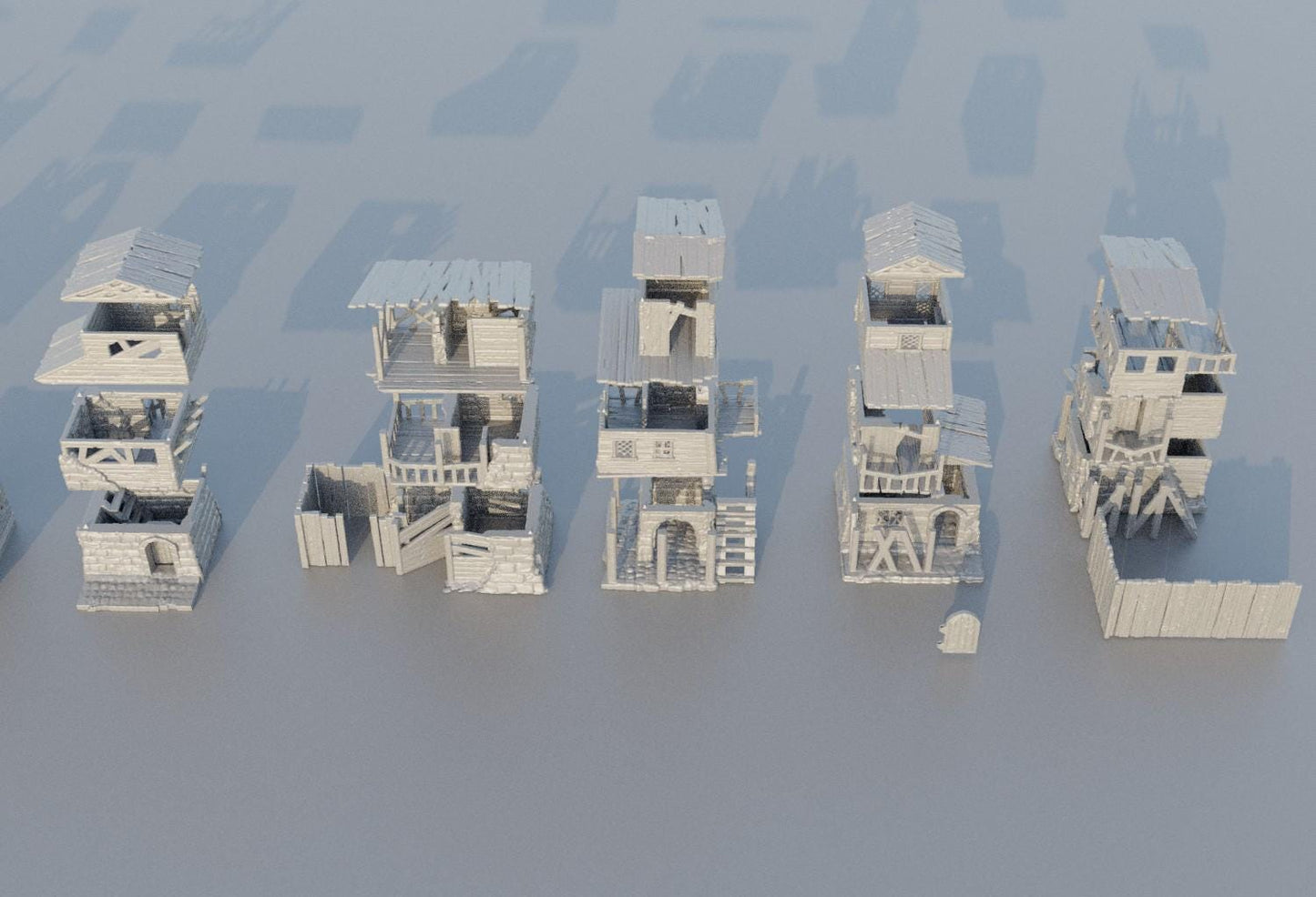 Modular Slum District - Tabletop Terrain - 28 MM, Tabletop 3D Printed Terrain by MiniatureLand, Perfect for Wargaming and RPGs